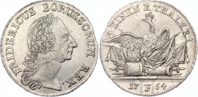German States Prussia 1/4 Taler 1764 F
KM# 301; Schön# 140; N# 120448; Silver; Friedrich II; Mint: Magdebourg; XF rare grade.