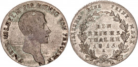 German States Prussia 1 Reichsthaler 1815 A
KM# 387, N# 16171; Silver; Frederick William III; VF.