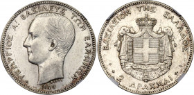 Greece 2 Drachmai 1873 A NGC MS 62
KM# 39, N# 18568; Silver; George I.