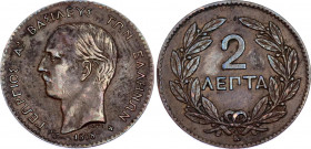 Greece 2 Lepta 1878 K
KM# 53, N# 18570; George I; AUNC/UNC.