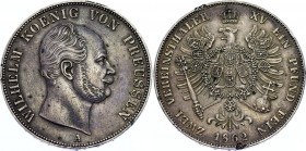 German States Prussia 2 Vereinsthaler 1862 A
KM# 491, N# 47399; Silver; Wilhelm I; Mintage 52779 pcs.; XF.
