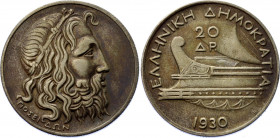 Greece 20 Drachmai 1930 
KM# 73; N# 14565; Silver; XF+.