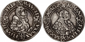 German States Saxony 1 Taler 1546 *
MB# 288, Dav. # 9730, N# 193084; Silver 28.78 g.; Johann Friedrich and Moritz; Freiburg Mint; VF/XF, With Scratch...