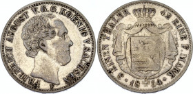 German States Saxony-Albertine 1/3 Taler 1854 F
KM# 1177; N# 40096; Silver; Friedrich August II; VF.