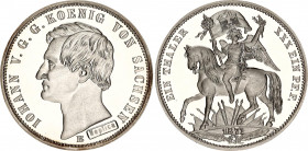 German States Saxony 1 Taler / Siegestaler 1871 B Replica
KM# 1230, N# 22567; Silver (0.999) 15.89 g., Proof; Johann; Victory over France.