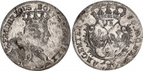 German States Silesia 6 Kreuzer 1756 B
KM# 978; Schön# 67; Olding# 300; N# 158321; Silver; Friedrich II; Mint: Wroclaw / Breslau; VF-XF.