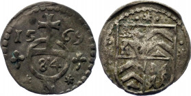 German States Stolberg-Königstein-Rochefort 1/84 Gulden - Körtling 1569
MB# 53; Silver; Ludwig II; Mint: Nordlingen; VF.