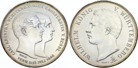 German States Wurttemberg 2 Taler / 3-1/2 Gulden 1846 Replica
KM# 596, N# 33321; Silver; Wilhelm I; Marriage of Prince Karl to Duchess Olga; UNC; Wit...