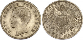 Germany - Empire Bavaria 2 Mark 1903 D
KM# 913, N# 7936; Silver; Otto; XF.