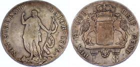 Italian States Genoa 8 Lire 1796
KM# 249; Dav. 1370; N# 21460; Silver; VF-.