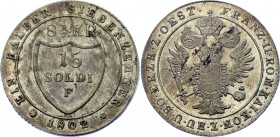 Italian States Gorizia 15 Soldi 1802 F
KM# 48, N# 39098; Silver; Francesco II; XF+.