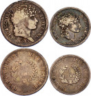 Italian States Naples 1 & 2 Lire 1813 French Occupation
KM# 257 & 258; Silver; Joachim Murat; F-VF.