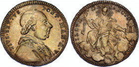 Italian States Papal States 1/5 Scudo / Quinto di Scudo 1779 
KM# 1034; N# 47075; Silver; Pius VI; XF/AUNC with minor hairlines & nice toning.