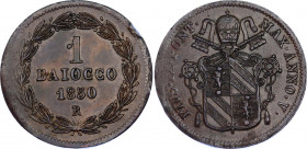 Italian States Papal States 1 Baiocco 1850 (V) R
KM# 1345; N# 3571; Pius IX; AUNC.