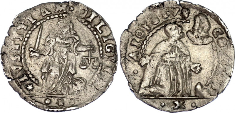 Italian States Venice 1/2 Liretta 1676 - 1684 (ND)
Gamberini 1033; Silver; Aloi...