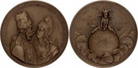 Germany - Empire Württemberg Satirical Bronze Medal "Russian - French Friendship 1897
Stuttgart 1897; Bronze 47.85 g., 50.00 mm; Obv: SOURCE OF THE M...