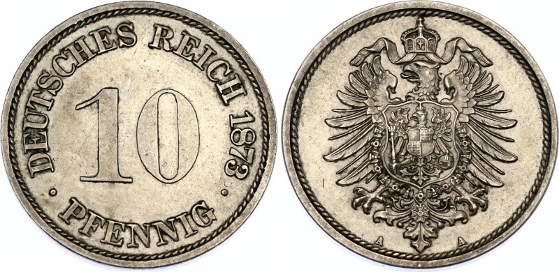 Germany - Empire 10 Pfennig 1873 A
KM# 4, N# 6078; Wilhelm I; UNC with minor ha...