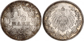 Germany - Empire 1/2 Mark 1908 D
KM# 17, N# 2340; Silver; Wilhelm II; UNC.