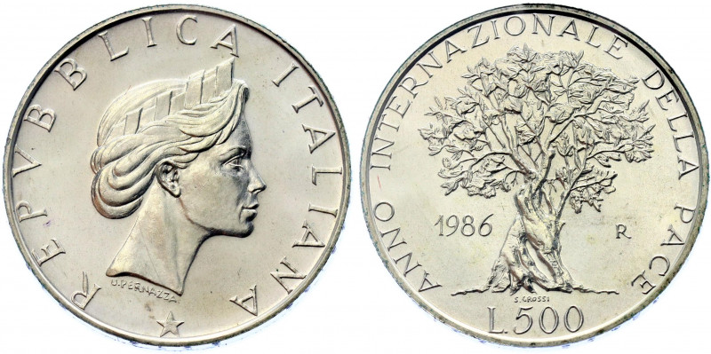 Italy 500 Lire 1986 R
KM# 120; N# 12025; Silver; International Year of Peace; U...