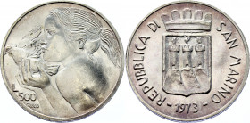 San Marino 500 Lire 1973
KM# 22-29; Silver;.