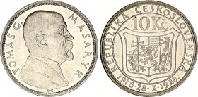 Czechoslovakia 10 Korun 1928
KM# 12; N# 12621; Silver; 10th Anniversary of Independence - Tomáš Masaryk; UNC with minor hairlines.