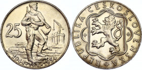 Czechoslovakia 25 Korun 1954
KM# 41; Schön# 46; N# 24050; Silver; 10th Anniversary - Slovak Uprising; UNC.