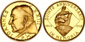 Vatican Gold Medal John XXIIII 1968
Gold (.917) 28.06 g., 32.70 mm; by Monassi; In Memory of John XXIII (1904-1963); Proof.