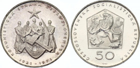 Czechoslovakia 50 Korun 1971
KM# 71; N# 12636; Silver; 50th Anniversary - Czechoslovak Communist Party; Mintage 5'000; Proof.