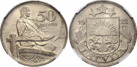Latvia 50 Santimu 1922 NGC MS 62
KM# 6, N# 4484; Nickel.