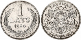 Latvia 1 Lats 1924 "German Occupation"
KM# 7, N# 6593; Silver; UNC.