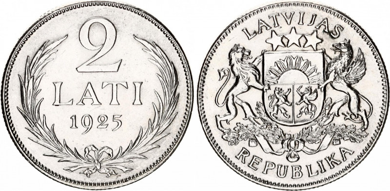 Latvia 2 Lati 1925 
KM# 8, N# 6594; Silver; UNC.