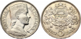 Latvia 5 Lati 1931
KM# 9, N# 6595; Silver; "Milda"; XF, with Hairlines.