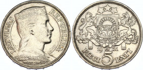 Latvia 5 Lati 1931
KM# 9; Silver; AUNC.