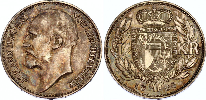 Liechtenstein 1 Krone 1900 
Y# 2; N# 11778; Silver; Johann II; AUNC.