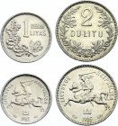 Lithuania 1 - 2 Litu 1925 
KM# 76, 77; Silver; XF+.