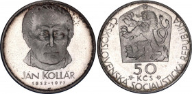 Czechoslovakia 50 Korun 1977 Jan Kollar Proof
KM# 87; 125th Anniversary - Death of Jan Kollár. Silver, Proof. Mintage 5000 Only. In Original sealed b...