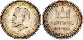 Lithuania 10 Litu 1938
KM# 84; N# 12410; Silver; 20th Anniversary of Republic; XF Toned.