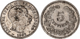 Luxembourg 5 Centimes 1901 
KM# 24, N# 5672; Adolphe; UNC with full mint luster.