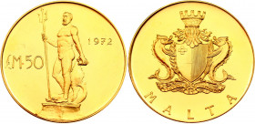 Malta 50 Pounds 1972
KM# 18; N# 169894; Gold (.917) 30.00 g.; Statue of Neptune; Mintage 16'000; BUNC.