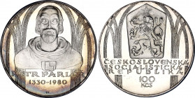 Czechoslovakia 100 Korun 1980 Parléř Proof
KM# 100; 650 Years - Birth of Petr Parléř. Silver, Proof. Mintage 9000 Only. In Original sealed box. Rare....