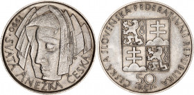 Czechoslovakia 50 Korun 1990
KM# 140, N# 12647; Silver; St. Agnes; UNC.