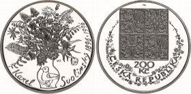 Czech Republic 200 Korun 1996 Česká Filharmonie Proof
KM# 22; 100th Anniversary of the Foundation of the Czech Philharmonic. Silver, Proof. Mintage 2...