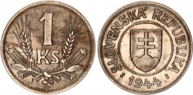 Slovakia 1 Koruna 1944 R
KM# 6, N# 3997; XF, with Luster remains.