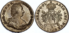 Austrian Netherlands 1/2 Kronentaler 1754
KM# 7; N# 28197; Silver; Maria Theresia; Antwerpen; XF+.