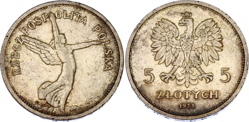 Poland 5 Zlotych 1928 
Y# 18; N# 28254; Silver; Nike; XF-.