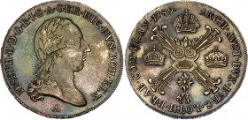 Austrian Netherlands 1/2 Kronentaler 1789 A
KM# 34; N# 28567; Silver; Joseph II; XF/AUNC with minor hairlines & nice toning.