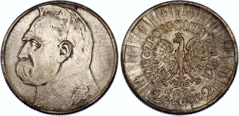 Poland 2 Zlote 1934 
Y# 27; N# 16739; Silver; XF- AUNC.