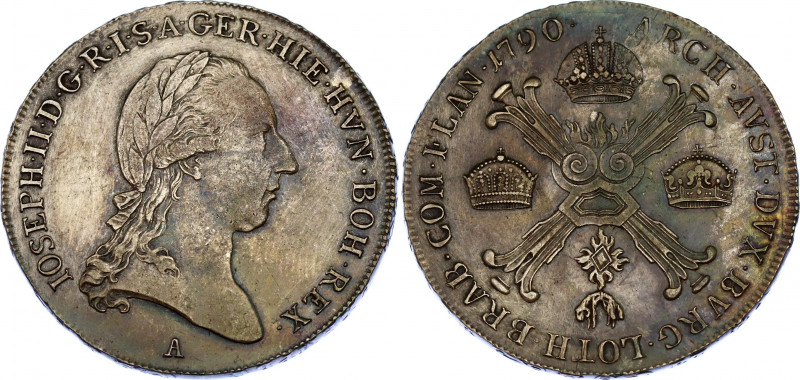 Austrian Netherlands 1/2 Kronentaler 1790 A
KM# 34; N# 28567; Silver; Joseph II...