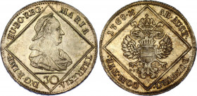 Austria 30 Kreuzer 1768 IC- SK
KM# 1835; N# 34713; Silver; Maria Theresia; AUNC with minor hairlines, exceptional condition for this type.