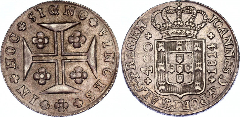 Portugal 400 Reis 1814 D
KM# 331; N# 26934; Silver; Joao; VF-XF.